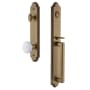 Grandeur Arc Solid Brass Rose Dummy Full Plate "D" Grip Handleset with Hyde Park Knob Vintage Brass