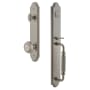 Grandeur Arc Solid Brass Rose Dummy Full Plate 'F' Grip Handleset with Parthenon Knob Satin Nickel