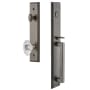 Grandeur Carre Solid Brass Rose Dummy Full Plate "D" Grip Handleset with Biarritz Crystal Knob Antique Pewter