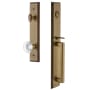 Grandeur Carre Solid Brass Rose Dummy Full Plate "D" Grip Handleset with Bordeaux Crystal Knob Vintage Brass