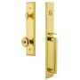Grandeur Carre Solid Brass Rose Dummy Full Plate "D" Grip Handleset with Bouton Knob Lifetime Brass
