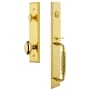 Grandeur Carre Solid Brass Rose Dummy Full Plate "F" Grip Handleset with Eden Prairie Knob Lifetime Brass
