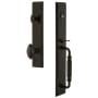 Grandeur Carre Solid Brass Rose Dummy Full Plate "F" Grip Handleset with Eden Prairie Knob Timeless Bronze