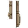 Grandeur Carre Solid Brass Rose Dummy Full Plate "F" Grip Handleset with Eden Prairie Knob Vintage Brass
