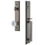 Grandeur Carre Solid Brass Rose Dummy Full Plate "D" Grip Handleset with Fontainebleau Crystal Knob Antique Pewter