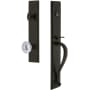 Grandeur Carre Solid Brass Rose Dummy "S" Grip Handleset with Fontainebleau Crystal Knob Timeless Bronze