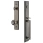 Grandeur Carre Solid Brass Rose Dummy Full Plate "D" Grip Handleset with Parthenon Knob Antique Pewter