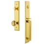 Grandeur Carre Solid Brass Rose Dummy Full Plate "D" Grip Handleset with Parthenon Knob Lifetime Brass