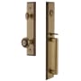 Grandeur Carre Solid Brass Rose Dummy Full Plate "D" Grip Handleset with Parthenon Knob Vintage Brass