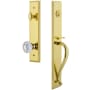 Grandeur Carre Solid Brass Rose Dummy "S" Grip Handleset with Versailles Crystal Knob Lifetime Brass