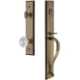 Grandeur Carre Solid Brass Rose Dummy "S" Grip Handleset with Versailles Crystal Knob Vintage Brass