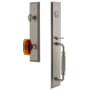 Grandeur Fifth Avenue Solid Brass Rose Dummy Full Plate "F" Grip Handleset with Baguette Amber Crystal Knob Satin Nickel
