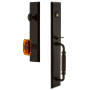 Grandeur Fifth Avenue Solid Brass Rose Dummy Full Plate "F" Grip Handleset with Baguette Amber Crystal Knob Timeless Bronze