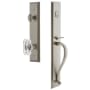 Grandeur Fifth Avenue Solid Brass Rose Dummy Full Plate "S" Grip Handleset with Baguette Clear Crystal Knob Satin Nickel
