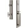 Grandeur Fifth Avenue Solid Brass Rose Dummy "D" Grip Handleset with Baguette Clear Crystal Knob Satin Nickel
