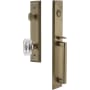 Grandeur Fifth Avenue Solid Brass Rose Dummy "D" Grip Handleset with Baguette Clear Crystal Knob Vintage Brass