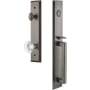 Grandeur Fifth Avenue Solid Brass Rose Dummy "D" Grip Handleset with Bordeaux Crystal Knob Antique Pewter