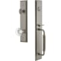 Grandeur Fifth Avenue Solid Brass Rose Dummy "C" Grip Handleset with Bordeaux Crystal Knob Satin Nickel