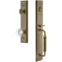 Grandeur Fifth Avenue Solid Brass Rose Dummy "C" Grip Handleset with Bordeaux Crystal Knob Vintage Brass