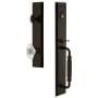 Grandeur Fifth Avenue Solid Brass Rose Dummy Full Plate "F" Grip Handleset with Burgundy Crystal Knob Timeless Bronze