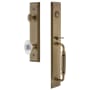 Grandeur Fifth Avenue Solid Brass Rose Dummy Full Plate "F" Grip Handleset with Burgundy Crystal Knob Vintage Brass