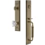 Grandeur Fifth Avenue Solid Brass Rose Dummy "C" Grip Handleset with Chambord Crystal Knob Vintage Brass