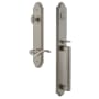 Grandeur Arc Solid Brass Rose Right Handed Dummy Full Plate "D" Grip Handleset with Bellagio Lever Satin Nickel