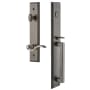 Grandeur Carre Solid Brass Rose Left Handed Dummy Full Plate "D" Grip Handleset with Bellagio Lever Antique Pewter