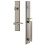 Grandeur Carre Solid Brass Rose Left Handed Dummy Full Plate "D" Grip Handleset with Bellagio Lever Satin Nickel