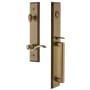 Grandeur Carre Solid Brass Rose Left Handed Dummy Full Plate "D" Grip Handleset with Bellagio Lever Vintage Brass