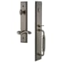 Grandeur Carre Solid Brass Rose Right Handed Dummy Full Plate "F" Grip Handleset with Portofino Lever Antique Pewter