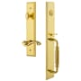 Grandeur Carre Solid Brass Rose Right Handed Dummy Full Plate "F" Grip Handleset with Portofino Lever Lifetime Brass