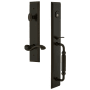 Grandeur Carre Solid Brass Rose Right Handed Dummy Full Plate "F" Grip Handleset with Portofino Lever Timeless Bronze