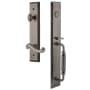 Grandeur Fifth Avenue Solid Brass Rose Left Handed Dummy Full Plate "F" Grip Handleset with Newport Lever Antique Pewter
