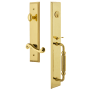 Grandeur Fifth Avenue Solid Brass Rose Left Handed Dummy Full Plate "F" Grip Handleset with Newport Lever Lifetime Brass