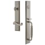 Grandeur Fifth Avenue Solid Brass Rose Left Handed Dummy Full Plate "F" Grip Handleset with Newport Lever Satin Nickel