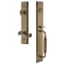 Grandeur Fifth Avenue Solid Brass Rose Left Handed Dummy Full Plate "F" Grip Handleset with Newport Lever Vintage Brass