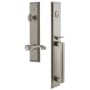 Grandeur Fifth Avenue Solid Brass Rose Right Handed Dummy Full Plate "D" Grip Handleset with Portofino Lever Satin Nickel