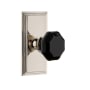 Grandeur Carre Solid Brass Rose Passage Door Knob Set with Lyon Black Crystal Knob and 2-3/4" Backset Polished Nickel