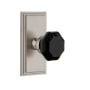 Grandeur Carre Solid Brass Rose Passage Door Knob Set with Lyon Black Crystal Knob and 2-3/4" Backset Satin Nickel