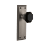 Grandeur Fifth Avenue Solid Brass Rose Passage Door Knob Set with Lyon Black Crystal Knob and 2-3/4" Backset Antique Pewter