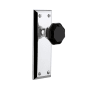 Grandeur Fifth Avenue Solid Brass Rose Passage Door Knob Set with Lyon Black Crystal Knob and 2-3/4" Backset Bright Chrome