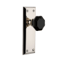 Grandeur Fifth Avenue Solid Brass Rose Passage Door Knob Set with Lyon Black Crystal Knob and 2-3/4" Backset Polished Nickel