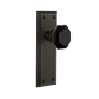 Grandeur Fifth Avenue Solid Brass Rose Passage Door Knob Set with Lyon Black Crystal Knob and 2-3/4" Backset Timeless Bronze