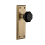 Grandeur Fifth Avenue Solid Brass Rose Passage Door Knob Set with Lyon Black Crystal Knob and 2-3/4" Backset Vintage Brass