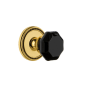 Grandeur Soleil Solid Brass Rose Passage Door Knob Set with Lyon Black Crystal Knob and 2-3/8" Backset Lifetime Brass