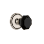 Grandeur Soleil Solid Brass Rose Passage Door Knob Set with Lyon Black Crystal Knob and 2-3/8" Backset Polished Nickel
