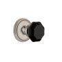 Grandeur Soleil Solid Brass Rose Passage Door Knob Set with Lyon Black Crystal Knob and 2-3/8" Backset Satin Nickel