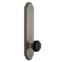 Grandeur Arc Solid Brass Tall Plate Passage Door Knob Set with Lyon Black Crystal Knob and 2-3/4" Backset Antique Pewter