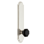 Grandeur Arc Solid Brass Tall Plate Passage Door Knob Set with Lyon Black Crystal Knob and 2-3/4" Backset Polished Nickel